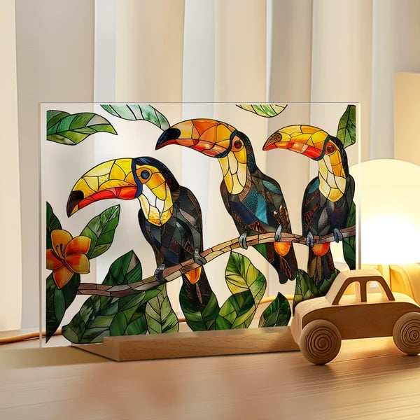 2024 NEWPainted Colorful Flower Pattern Decor With Wooden Base