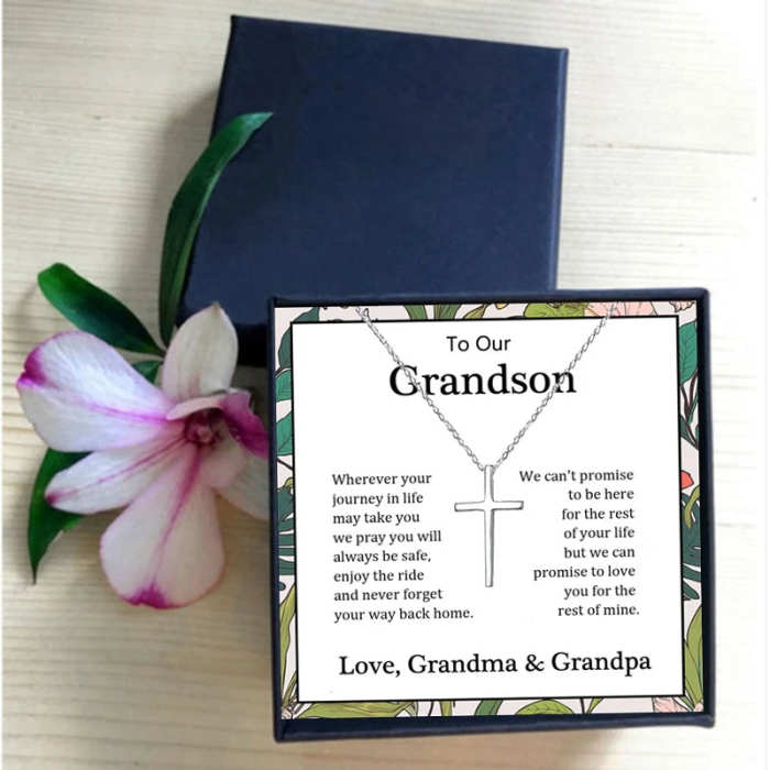 Grandson Gift Cross pendant Necklace Stainless Steel Jewelry by Veasoon