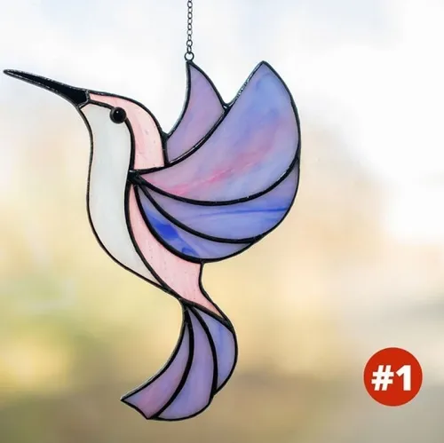 Stained Glass Hummingbird Suncatcher
