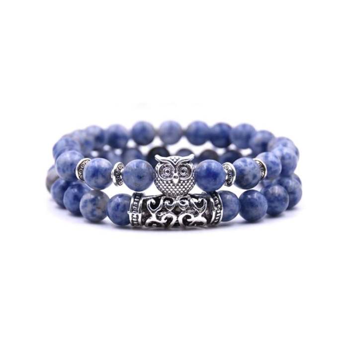 Hot Sale 49% OFFCrazymeow Owl Charm Natural Stone Bracelet