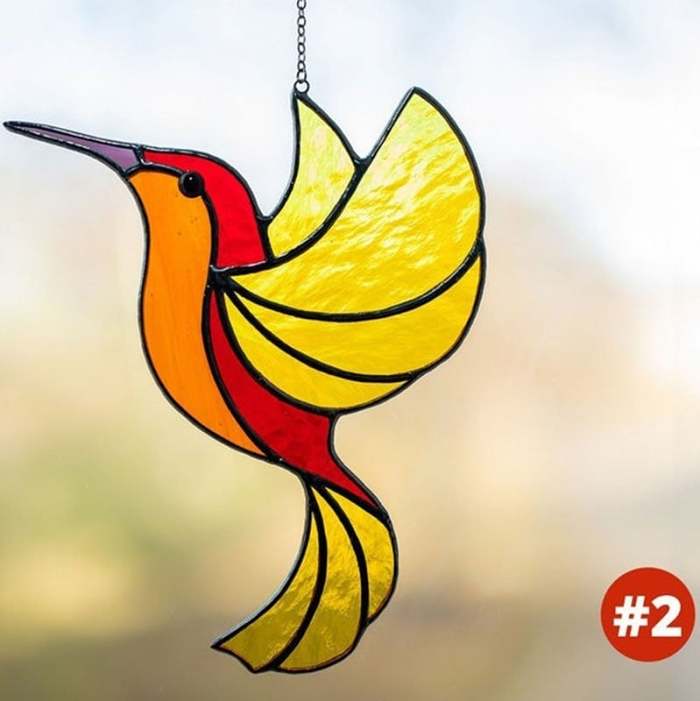 Stained Glass Hummingbird Suncatcher