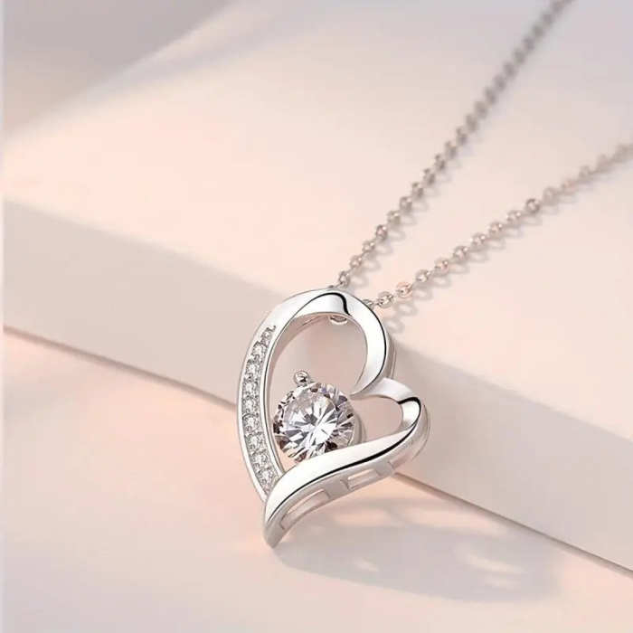 To My Beautiful Daughter Heart Cubic Zirconia Necklace For Birthday Graduation Christmas Gifts by Veasoon