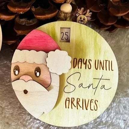Handmade Wood CarvingsCountdown to Christmas Sliding Ornament