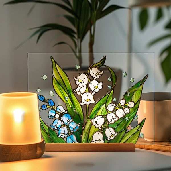 2024 NEWPainted Colorful Flower Pattern Decor With Wooden Base