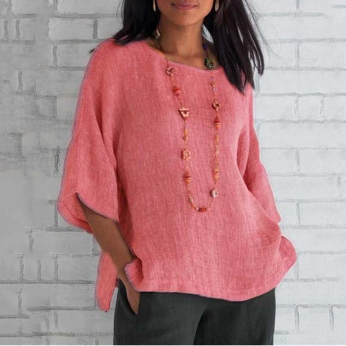 Spring 2024 fashion solid color cotton linen top
