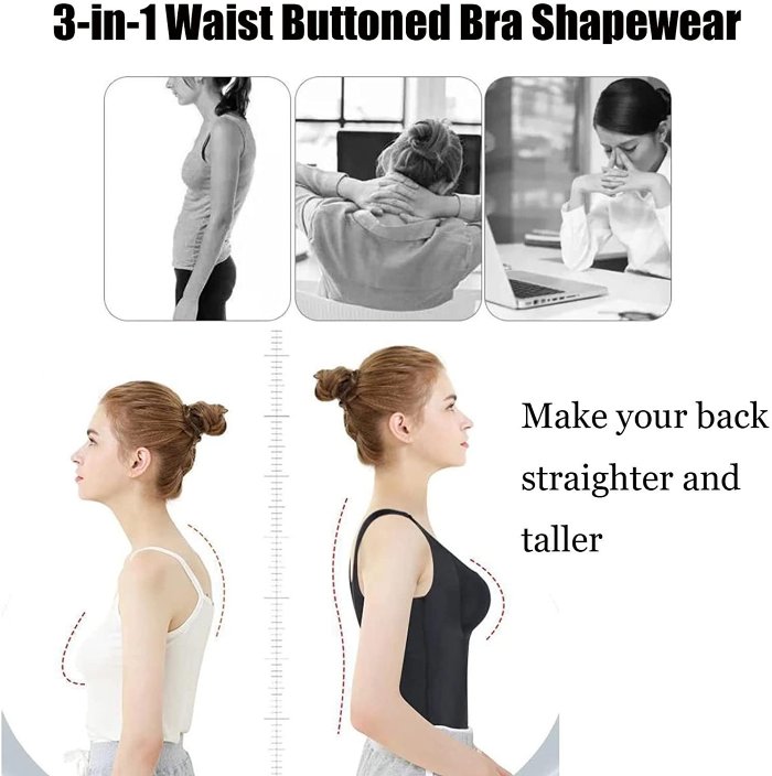 3-in-1 Waist Buttoned Bra Shapewear