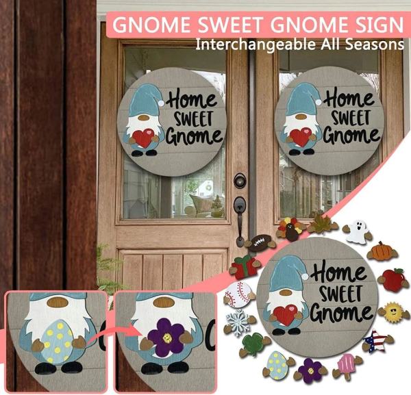 2023-Christmas Hot Sale 48% OFF -Cute 3D Seasonal Interchangeable Gnome Door Hanger