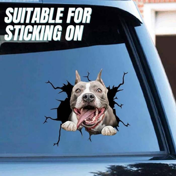 3D Stereo Dog Crack Sticker