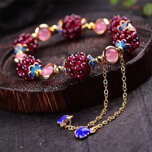 Narual Garnet Stone Pomegranate Bracelet