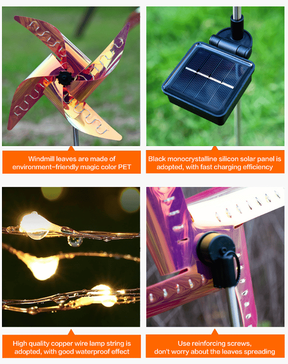 Solar Windmill Colorful Lawn Lamp Outdoor Decorative