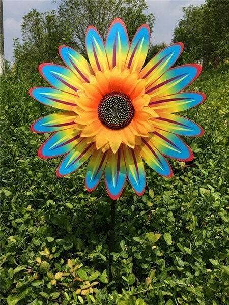 Colorful Sunflower Windmill-For Decoration Outside Yard