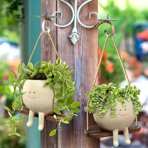 Swinging Character Hanging Plant Pots