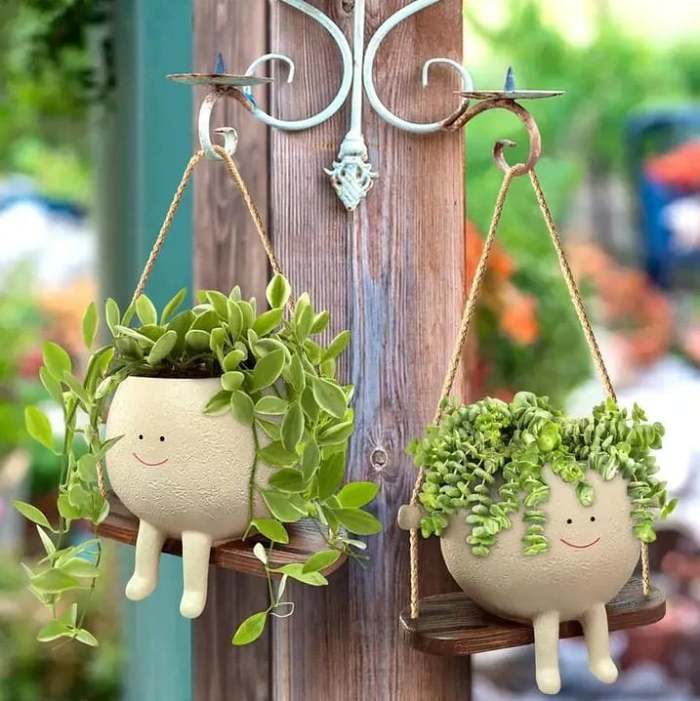 Swinging Character Hanging Plant Pots