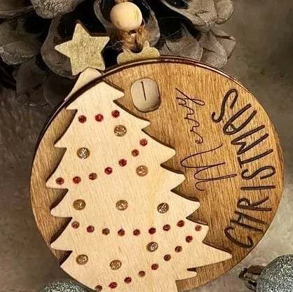 Handmade Wood CarvingsCountdown to Christmas Sliding Ornament