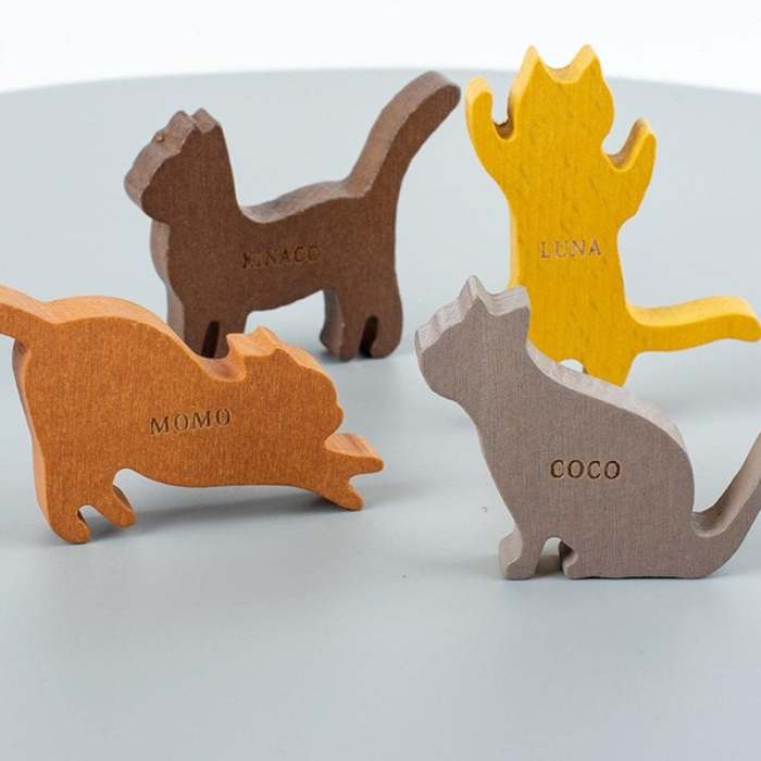 Colorful Cat Stacking Toys - Wooden Balancing Stackable Playset