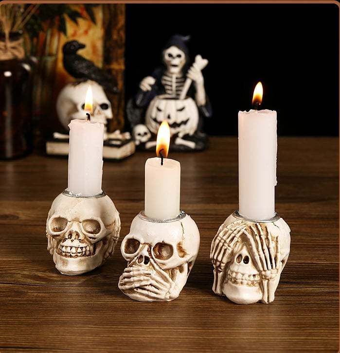 Halloween Gothic Skeleton Candlesticks by Veasoon