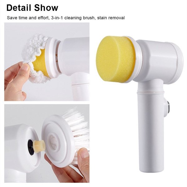 Electric Cleaning Brush With 3 Brush Heads