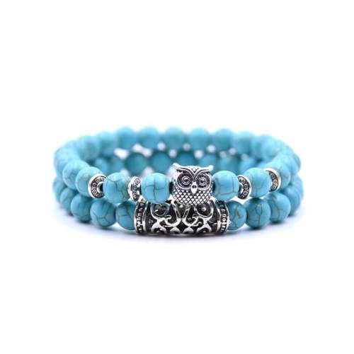 Hot Sale 49% OFFCrazymeow Owl Charm Natural Stone Bracelet
