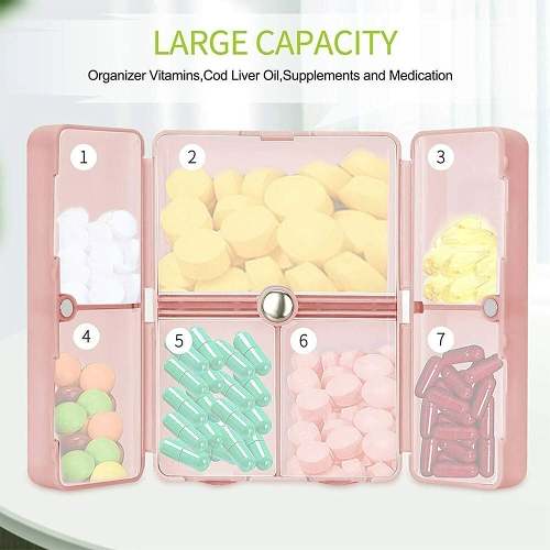Hot Sale -7 Compartments Portable Pill Case