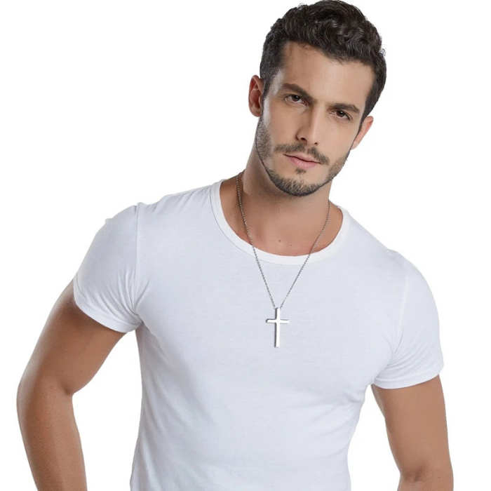 Grandson Gift Cross pendant Necklace Stainless Steel Jewelry by Veasoon