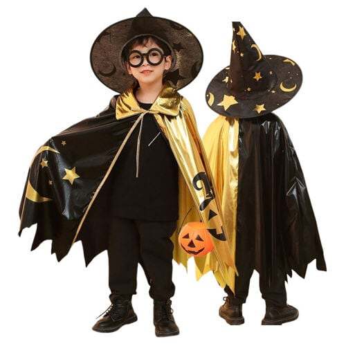 2024 Halloween Children's Cloak Five Star Wizard Hat Clothing Magician Cloak