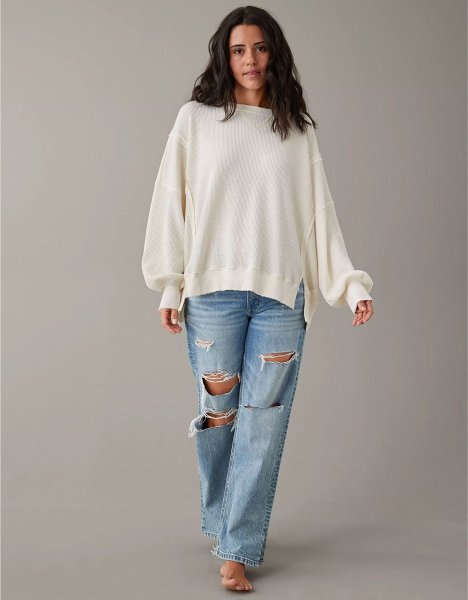 Oversized Big Hug Waffle Sweatshirt （Buy 2 Free Shipping）
