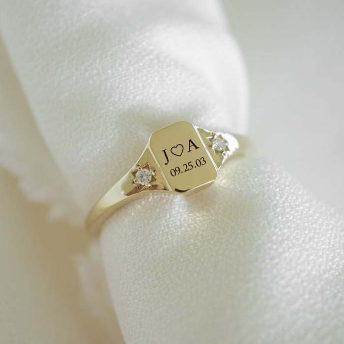 FOR LOVE -  INITIAL DATE CUSTOM RING
