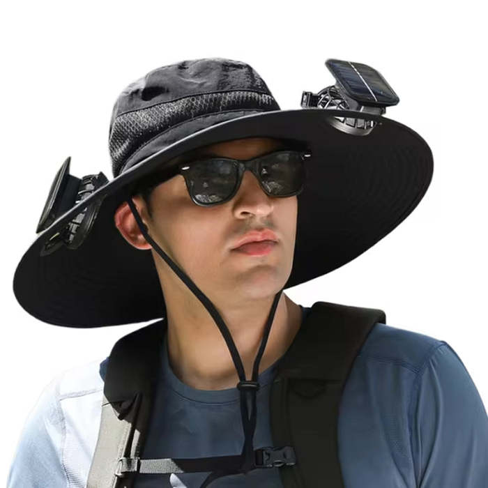 Outdoor Fishing Hat with Solar Fan Sun