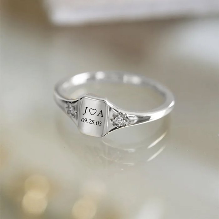FOR LOVE -  INITIAL DATE CUSTOM RING