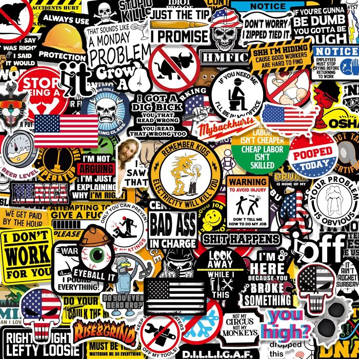 Hot sale only $0.10 each - 150 PCS Hard Hat Stickers Pack (DIRTY)
