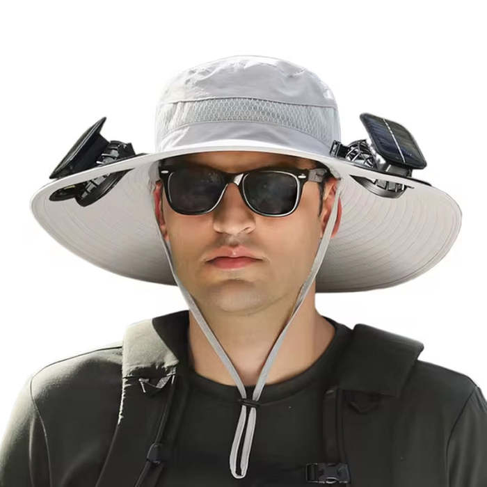 Outdoor Fishing Hat with Solar Fan Sun