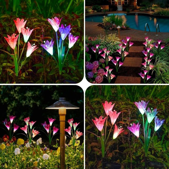 Artificial Lily Solar Garden Stake Lights