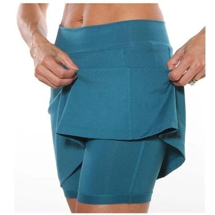 Women's Solid Color Mid-waist Athletic Bottoms With Side Pocket 2 In 1 Liner Breathable Quick Dry Plus Size