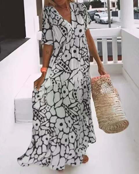 New Short-sleeved Printed Dress