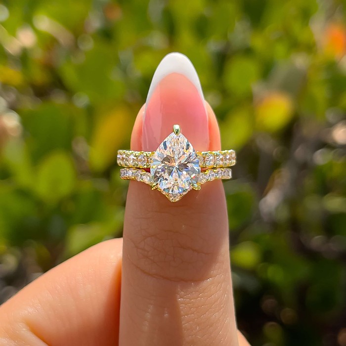 Handmade Pear Cut Ring
