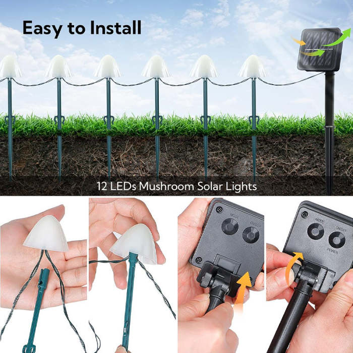 High Bright Waterproof Solar Ground Mushroom LightFree shipping on orders over $60