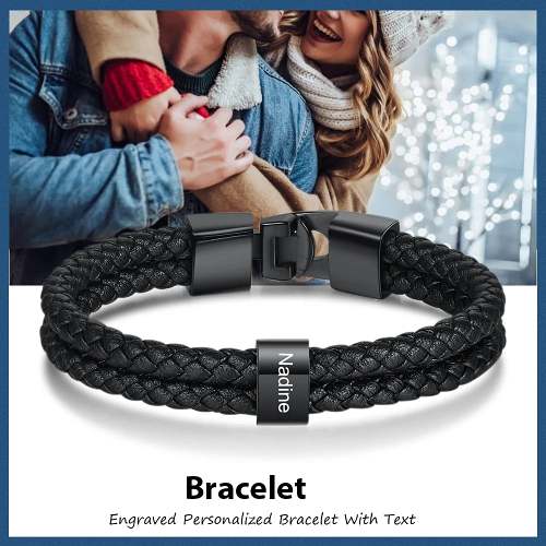 Men Leather Braided Bracelet