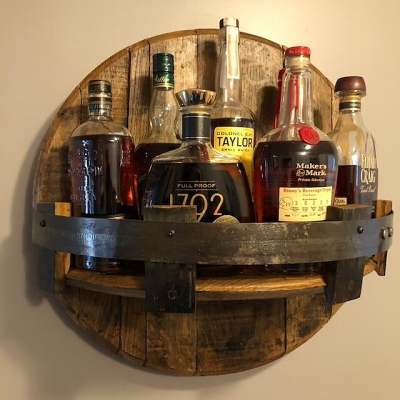 Bourbon whiskey barrel shelf