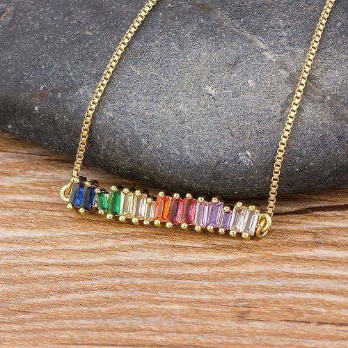 The Rainbow Emerald Cut Necklace