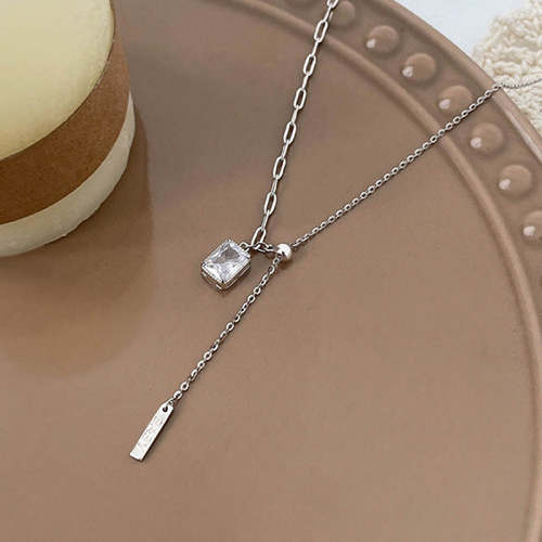 Elara Double Necklace Crystal Pendant