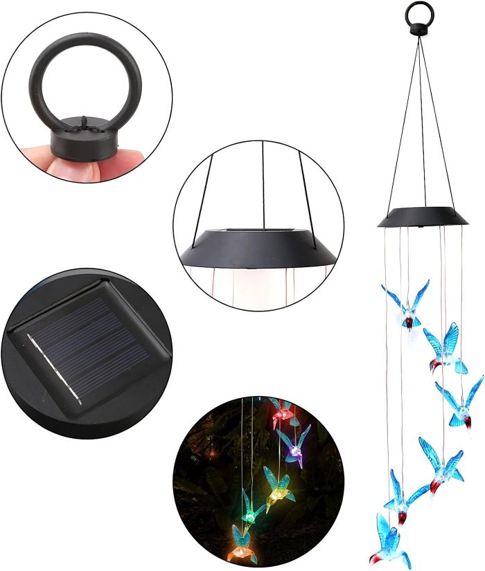 Hummingbird Wind Chime LED Solar