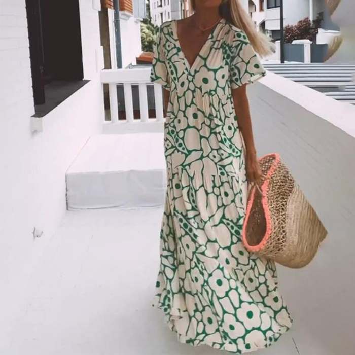 New Short-sleeved Printed Dress