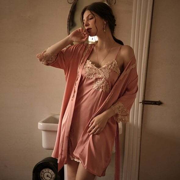 Blushy Silk 5 Piece Pajama Set(Buy 2 Free Shipping)