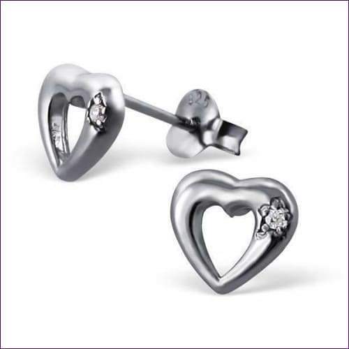 Sterling Silver Heart Crystal Earrings
