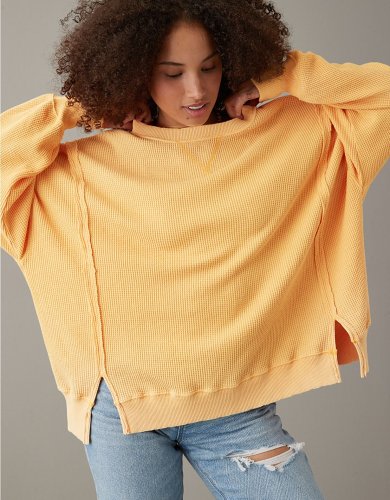 Oversized Big Hug Waffle Sweatshirt （Buy 2 Free Shipping）