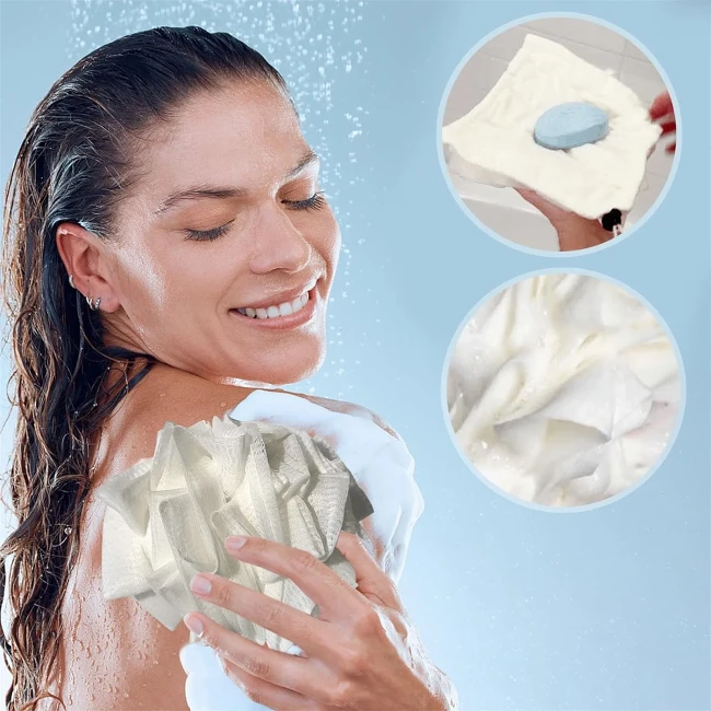 2-in-1 Bath Loofah Sponge-Amazing bubble volume