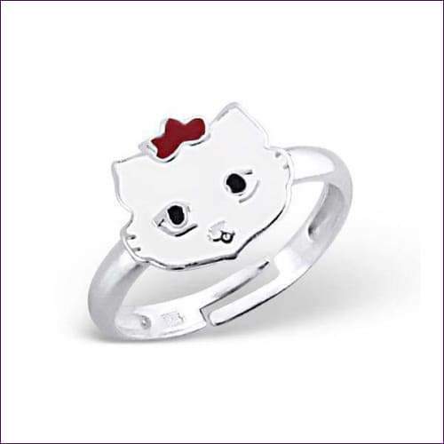 White Cat Silver Ring