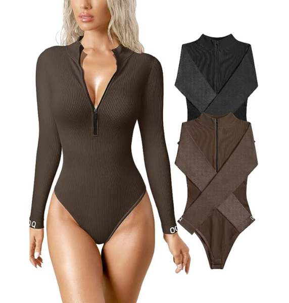 Zip-Up Bodysuit-Buy more save more