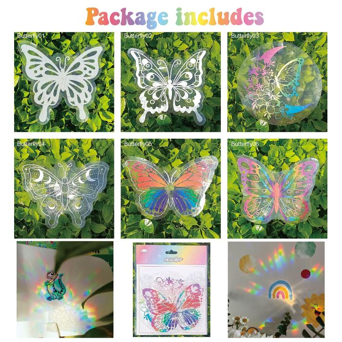 Adsorption Rainbow Glass Window StickersRainbowFlowersCute AnimalsButterflies