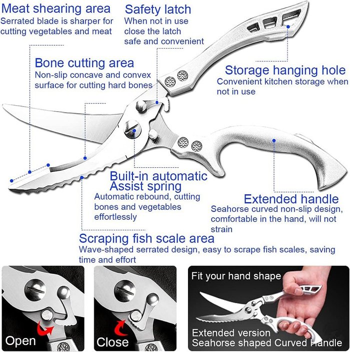 (SUMMER HOT SALE- 49% OFF) Heavy Duty Stainless Steel Bone-Cut Scissors by Veasoon